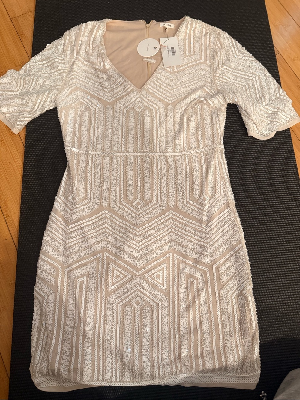 En Creme Isabella Sequined Mini Dress